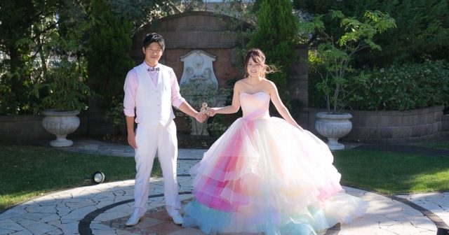 ココメロディ　レインボードレス　結婚式　お色直し お色直しはこだわりのピンクレインボードレス：JUNA様